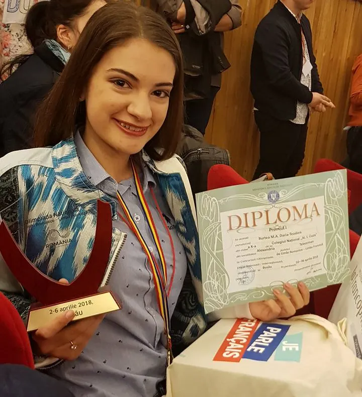 Teleormăneanca Daria Burtea, în lotul care va reprezenta România la Olimpiada Internațională de Limba Franceză