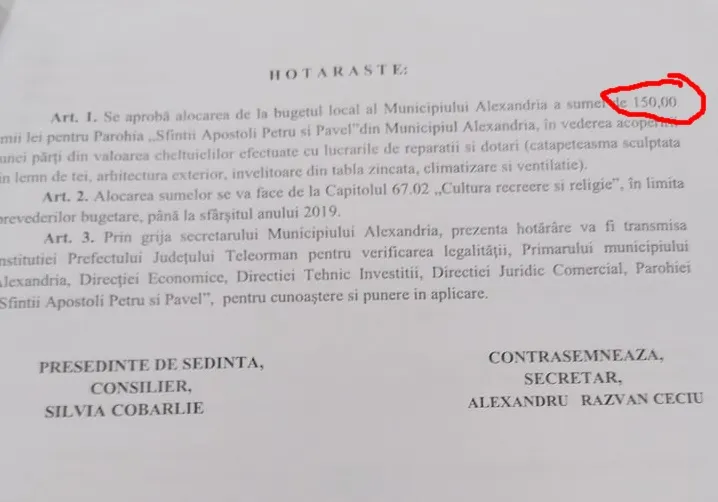 Bisericile din Alexandria, finanțate în plină campanie electorală