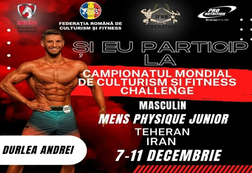 Un sportiv din Teleorman a câștigat medalia de argint la Campionatul Mondial de Culturism Juniori din Iran