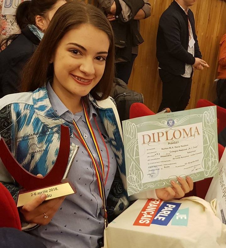 Teleormăneanca Daria Burtea, în lotul care va reprezenta România la Olimpiada Internațională de Limba Franceză