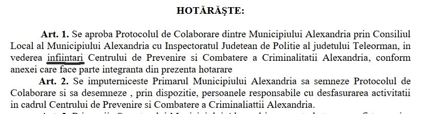 Se înființează Centrul de Prevenire și Combatere a Criminalității Alexandria. Pe când cel al scrierii corect în limba română?!
