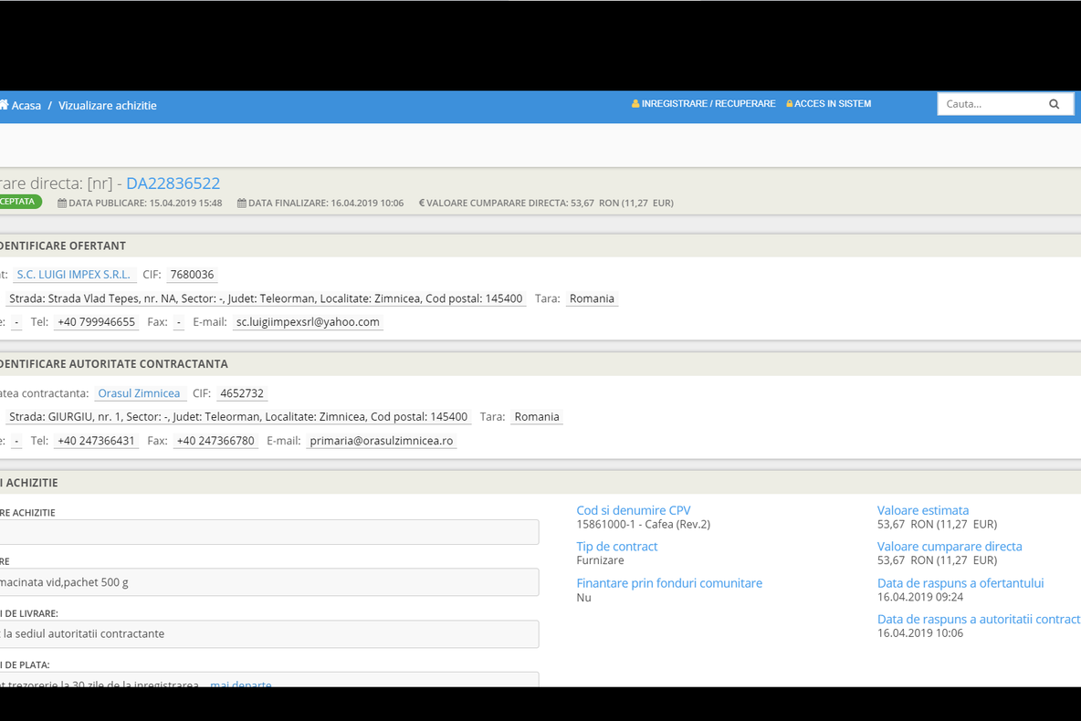 Curiosul caz al cafelelor de la Primăria Zimnicea