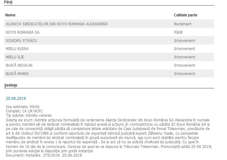 Angajații de la ”Rulmentul” Alexandria și-au câștigat drepturile în instanță