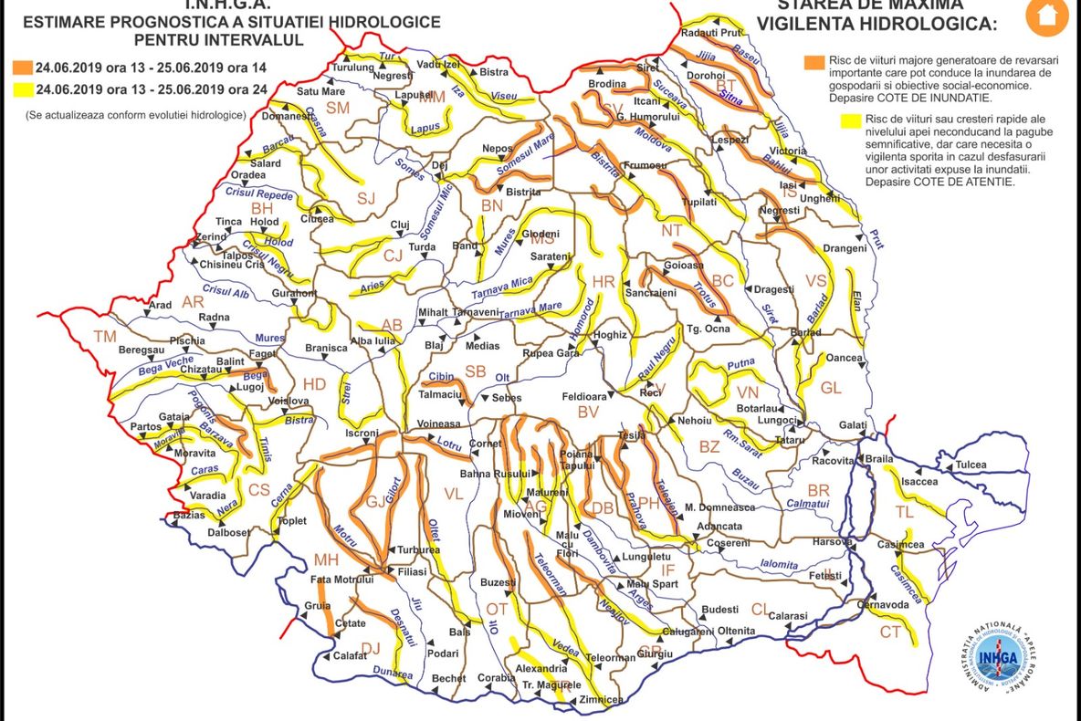 Alertă hidrologică pe Râul Vedea. Autoritățile locale sunt pregătite să intervină