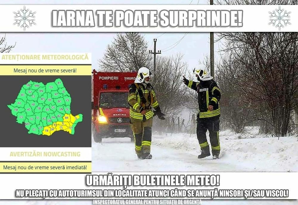 Judeţul Teleorman, sub cod galben de ninsori