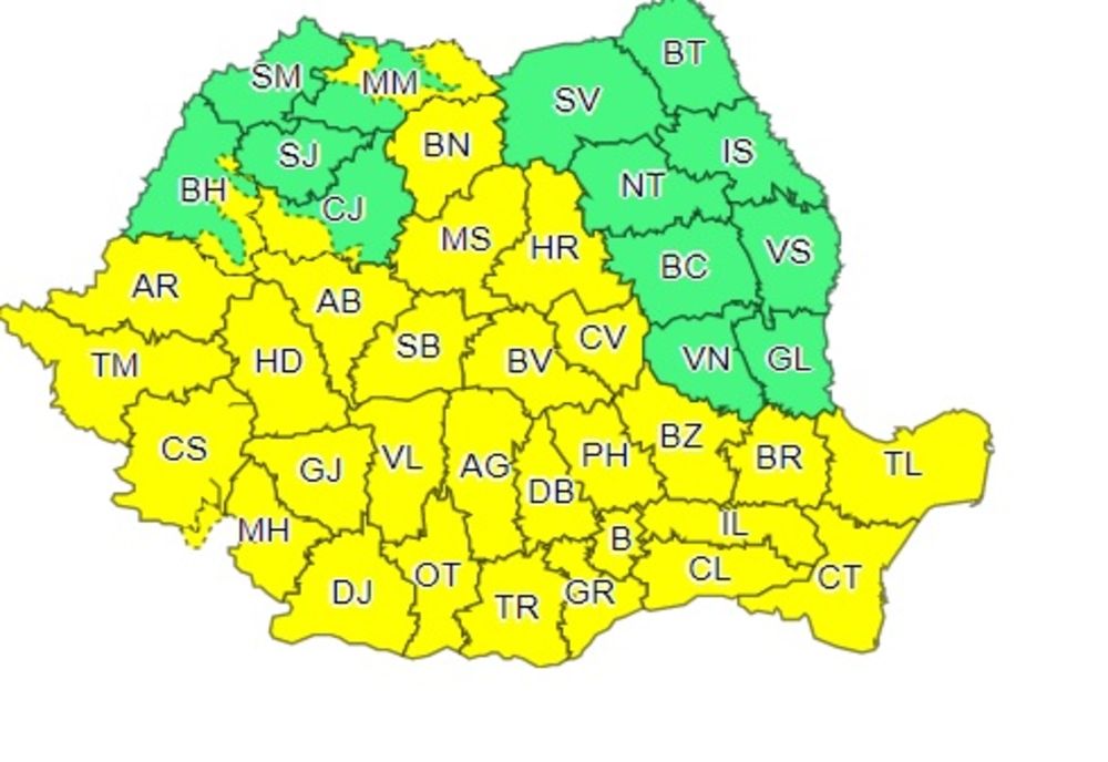 Cod Galben de furtuni, pentru aproape toată ţara