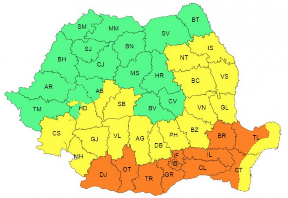 Caniculă extinsă în sudul României: Avertizare Cod Galben și Portocaliu